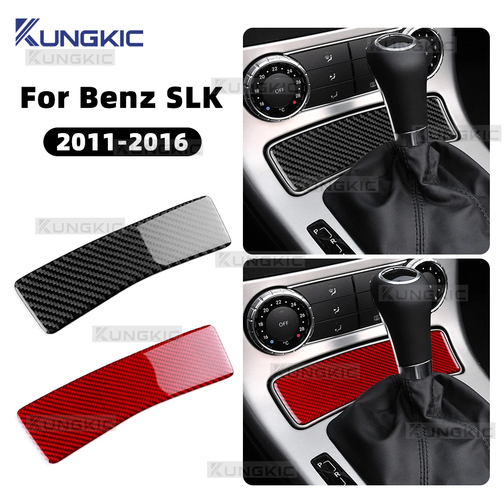 For Mercedes Benz SLK R172 2011 2012 2013 2014 2015 2016 Real Soft Carbon Fiber Trim Sticker Car Gear Ashtray Panel Accessories