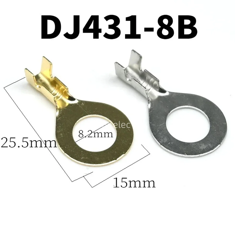 10pcs M8mm Circular Terminal Strip Cold-Pressed Crimp Terminal O-Type Copper Lug Ear Grounding Plate Bare End