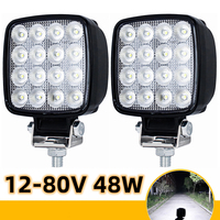 2Pcs Off Road 4x4 Auxiliary Light 12V - 80V 48W Forklift Loader Headlight Excavator Work Light Accessories Parts Aluminium Alloy