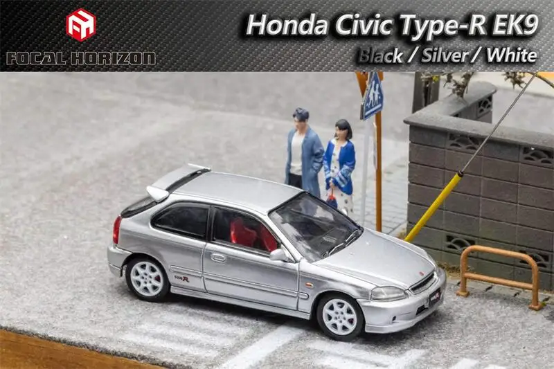 Focal Horizon FH 1:64 Civic Type-R EK9 White Silver Black limited999 Diecast Model Car