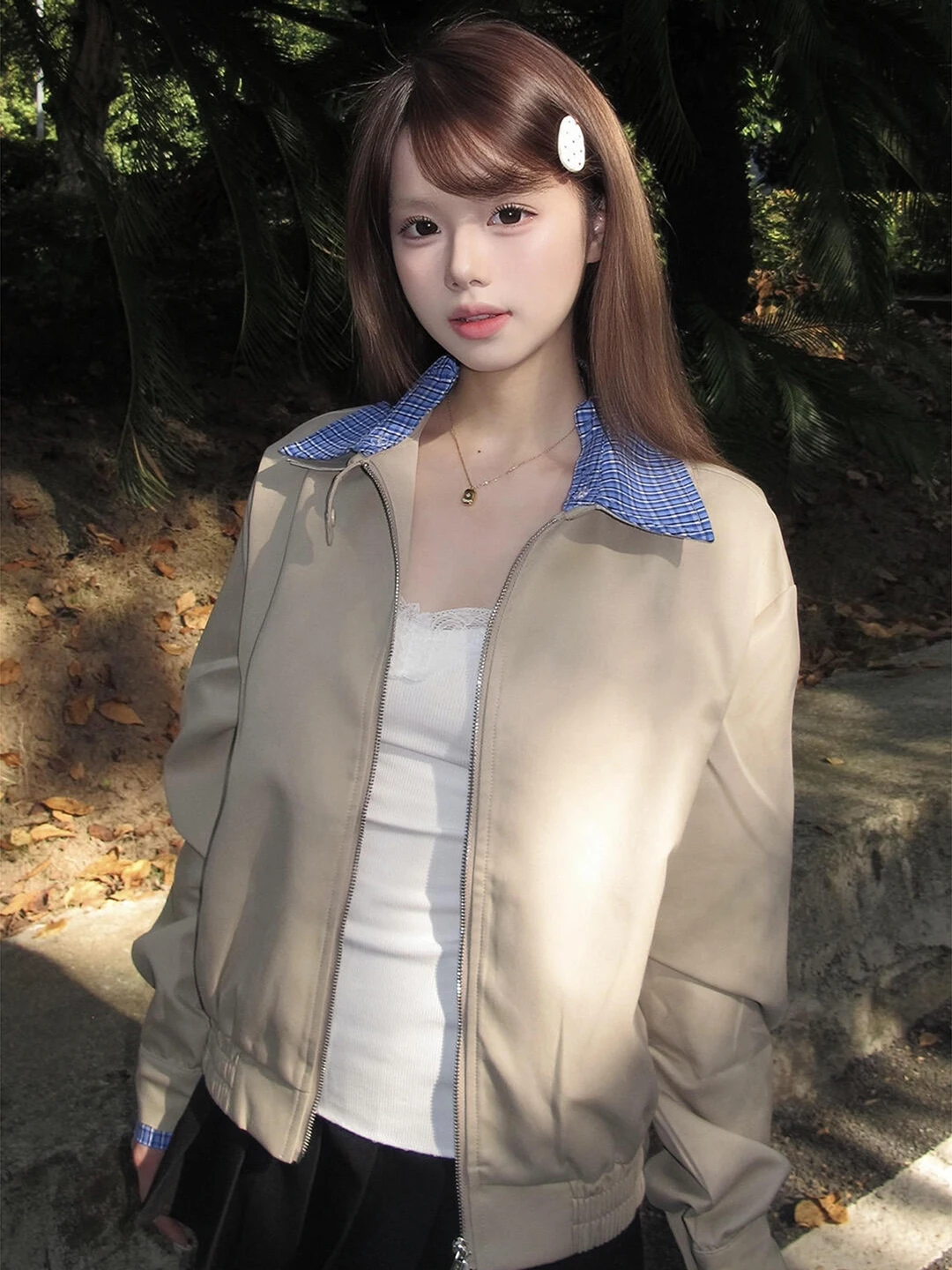 

Куртка-бомбер унисекс цвета хаки с клетчатыми вставками, осенняя рабочая одежда, повседневная свободная верхняя одежда на молнии с декоративными элементами