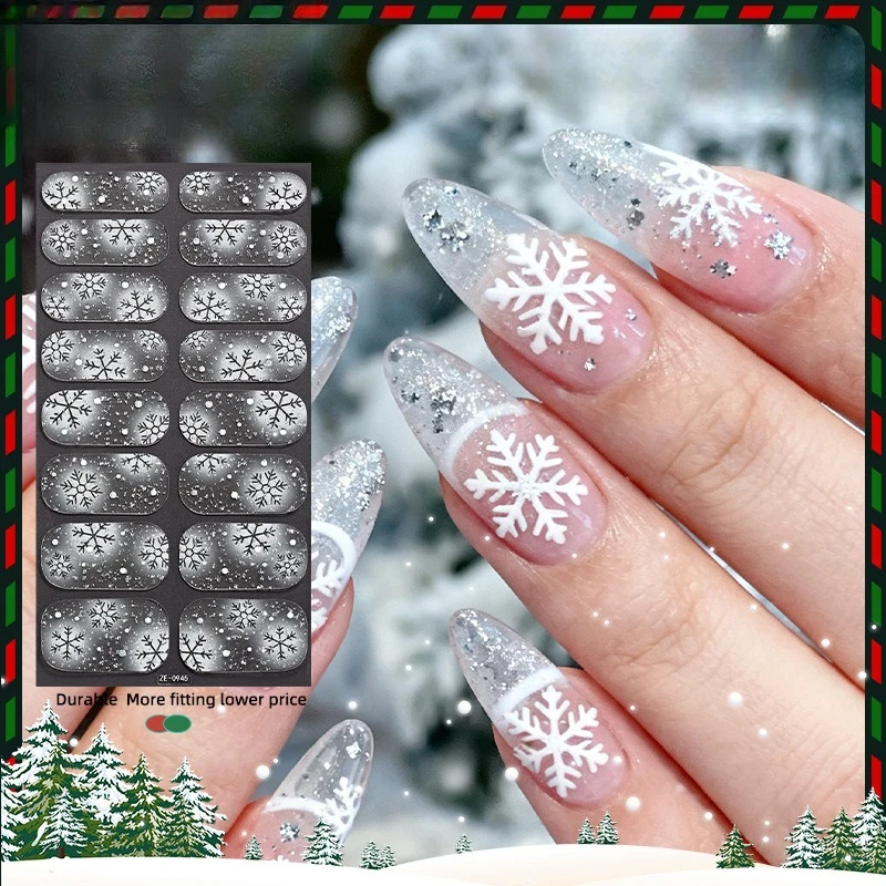 عيد الميلاد ملصق مسمار صائق ندفة الثلج شجرة عيد الميلاد غطاء كامل هلام مسمار التفاف ملصق الأشعة فوق البنفسجية مصباح الفرنسية مسمار صائق مقاوم للماء #1