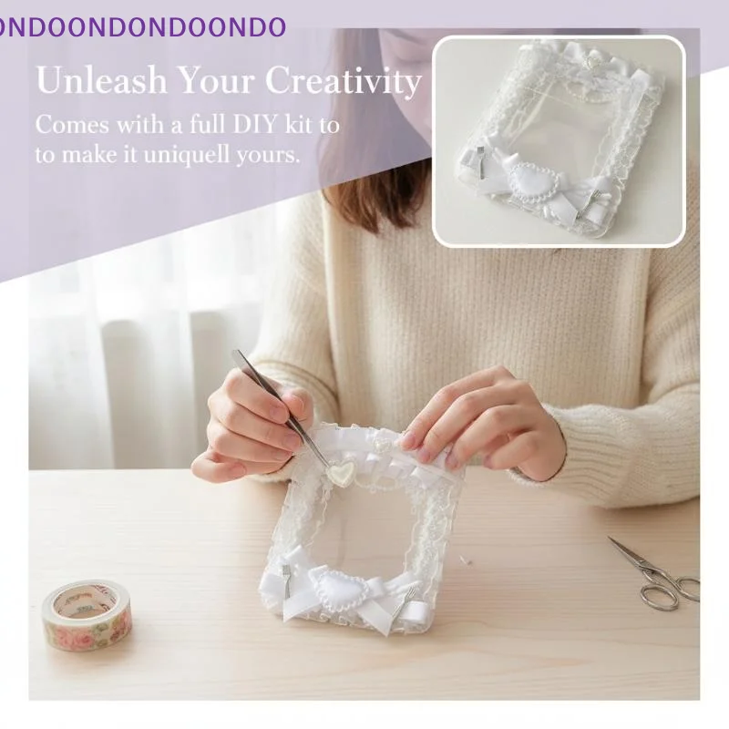 Kawaii Lace Bow Photocard Holder 1Pc Heart Satin Ribbon Photo Frame Ita Bag Accessory for School Student Use view 5