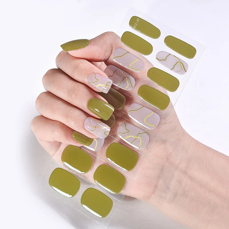 Autocollants de bandes d'ongles en gel semi-durci, transfert, µ, fleur de printemps, feuilles, nail art, manucure, bricolage, besoin de lampe UV