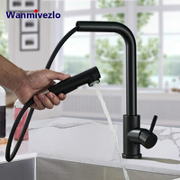 Black 360° Rotation Stream Sprayer Nozzle Stainless Steel Kitchen Sink Hot Cold Taps Kitchen Faucet Deck Mounted Mixer Tap