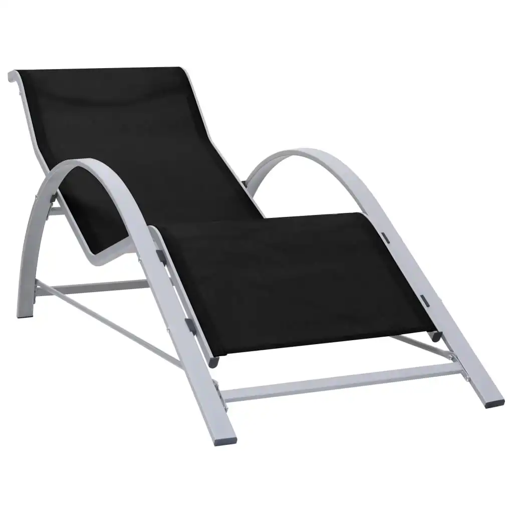 

Sun Lounger, Textilene and Aluminium Outdoor Recliner Chair, Patio Furniture Black 167 x 60 x 66 cm