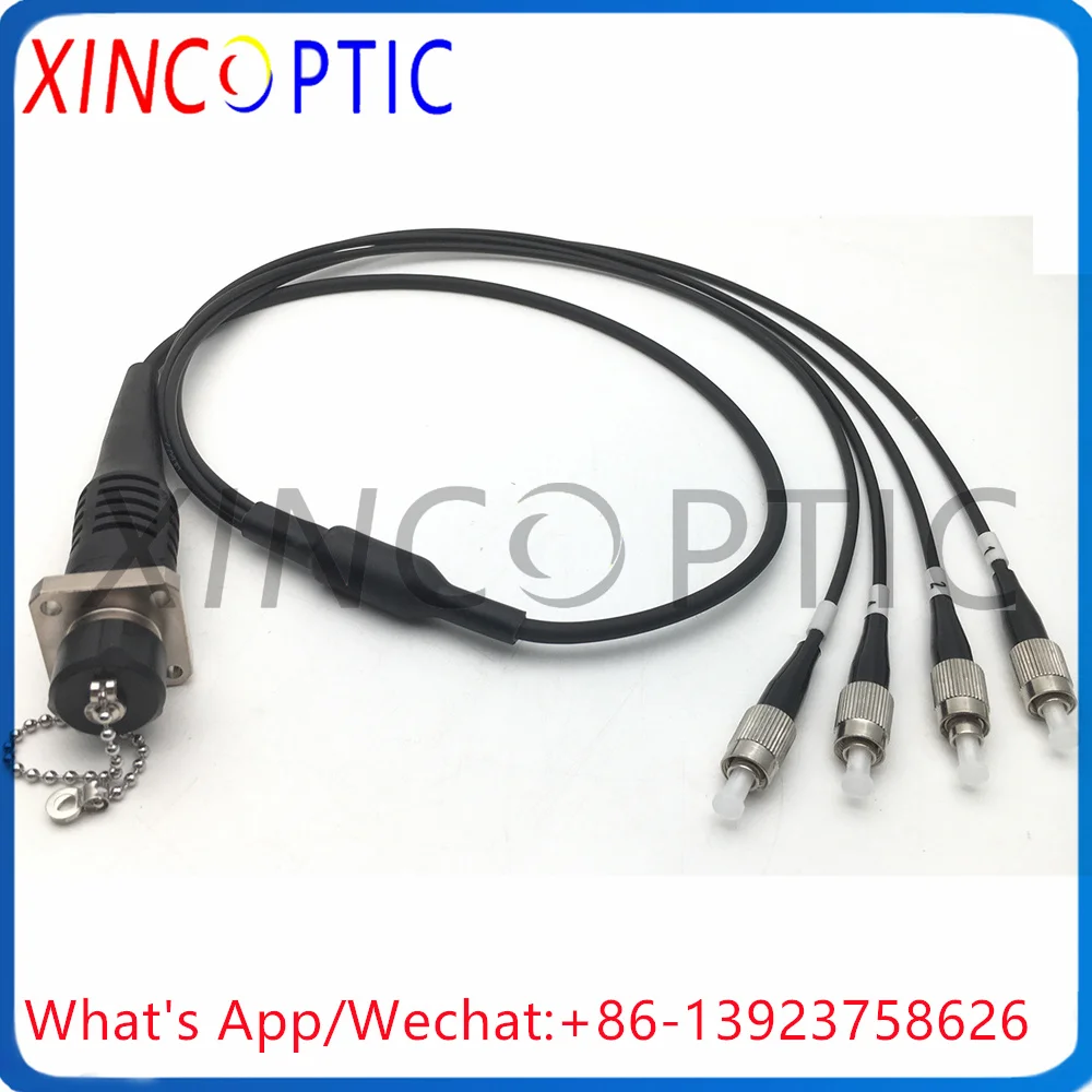 4Pcs SM,4Fibers,G657A1,4.5mm,1M,ODC Square(Female) Socket Type to LC/FC/ST/SC 4C Armored Fiber Optic Patch Cord Cable Connector