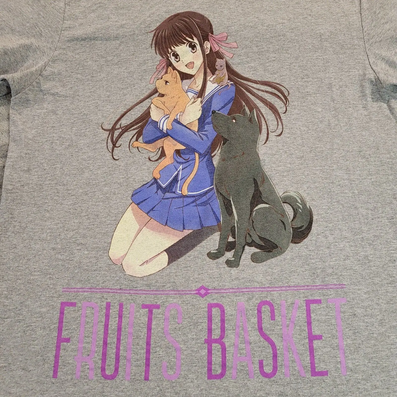 Fruits Basket Shirt Loot Anime Round Neck Short Sleeve Adult Size Medium Gray