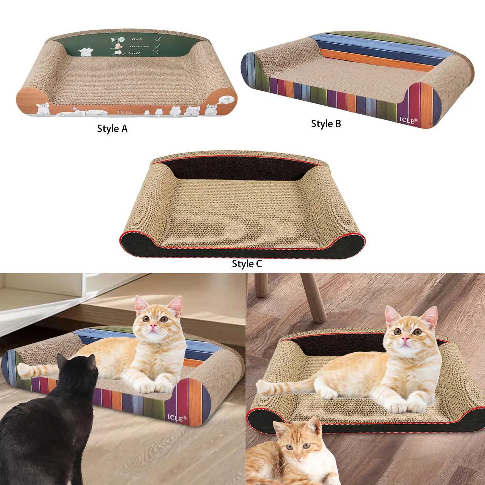 Cat Scratcher Couch Kitty Training Versatile Sturdy Cat Nest Cat Scratching Board Vintage Pets Lounge for Home Decoration