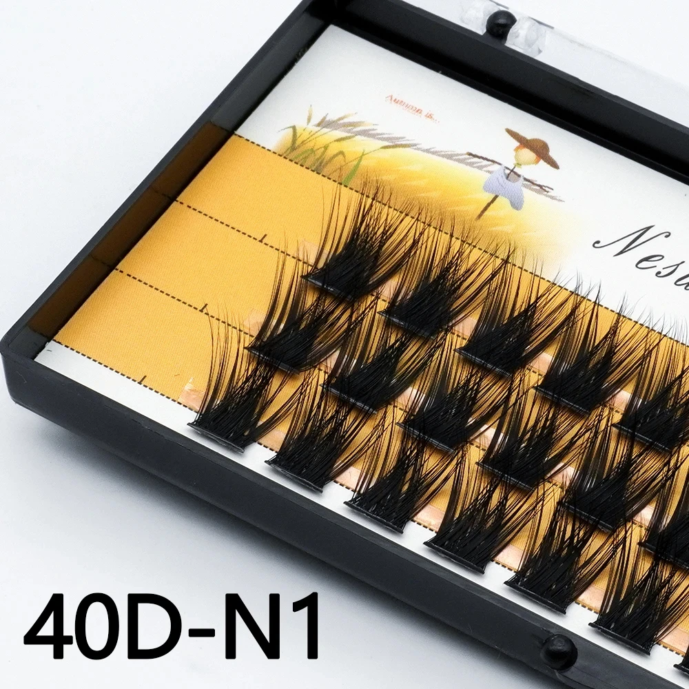 Pestañas 1 Caja / 60 pestañas individuales naturales 40D / 30d pestañas hechas a mano pestañas 3D visón ruso Cilia