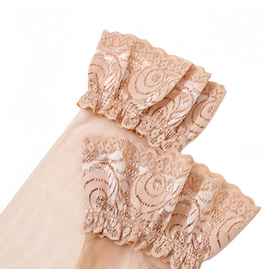 

Woman's Floral Lace Over Knee long socks Plus Large Size Elastic Thigh High Fishnet Sexy Black Stockings with Non-slip summer XL