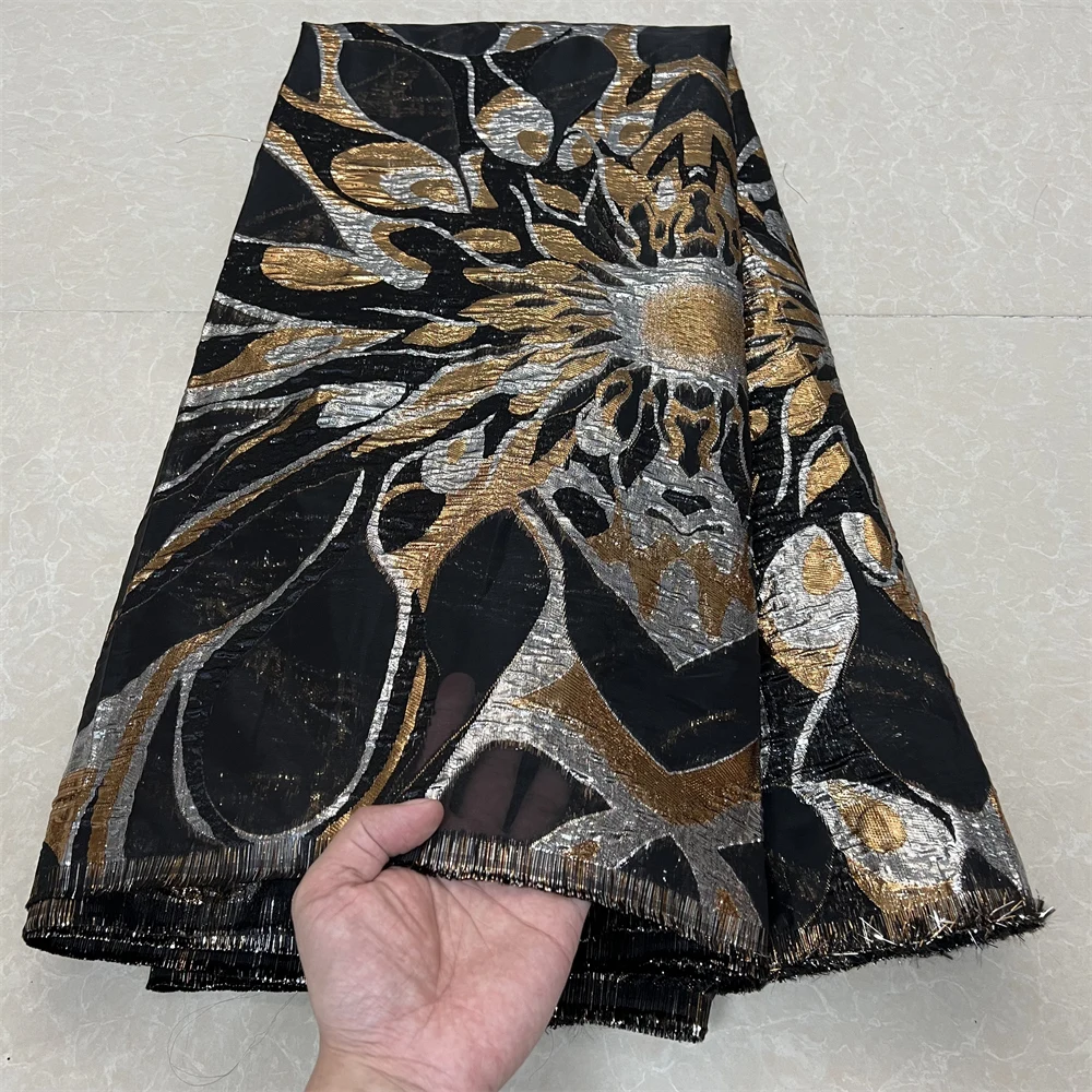 قماش دانتيل جاكار نيجيري أفريقي مطرز، تطريز، 2025، فساتين سهرة، تول، كربون، قماش لكل متر، جودة عالية، 5 ياردات #5
