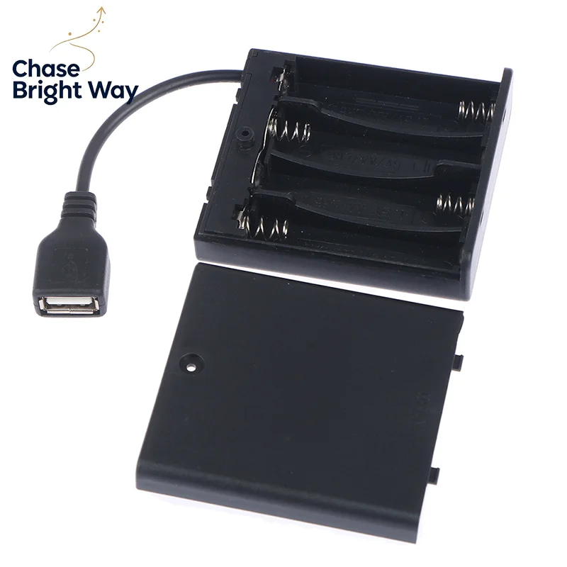4 AA USB Battery Box 5V Mini Power Supply Case for LED Strip Lights