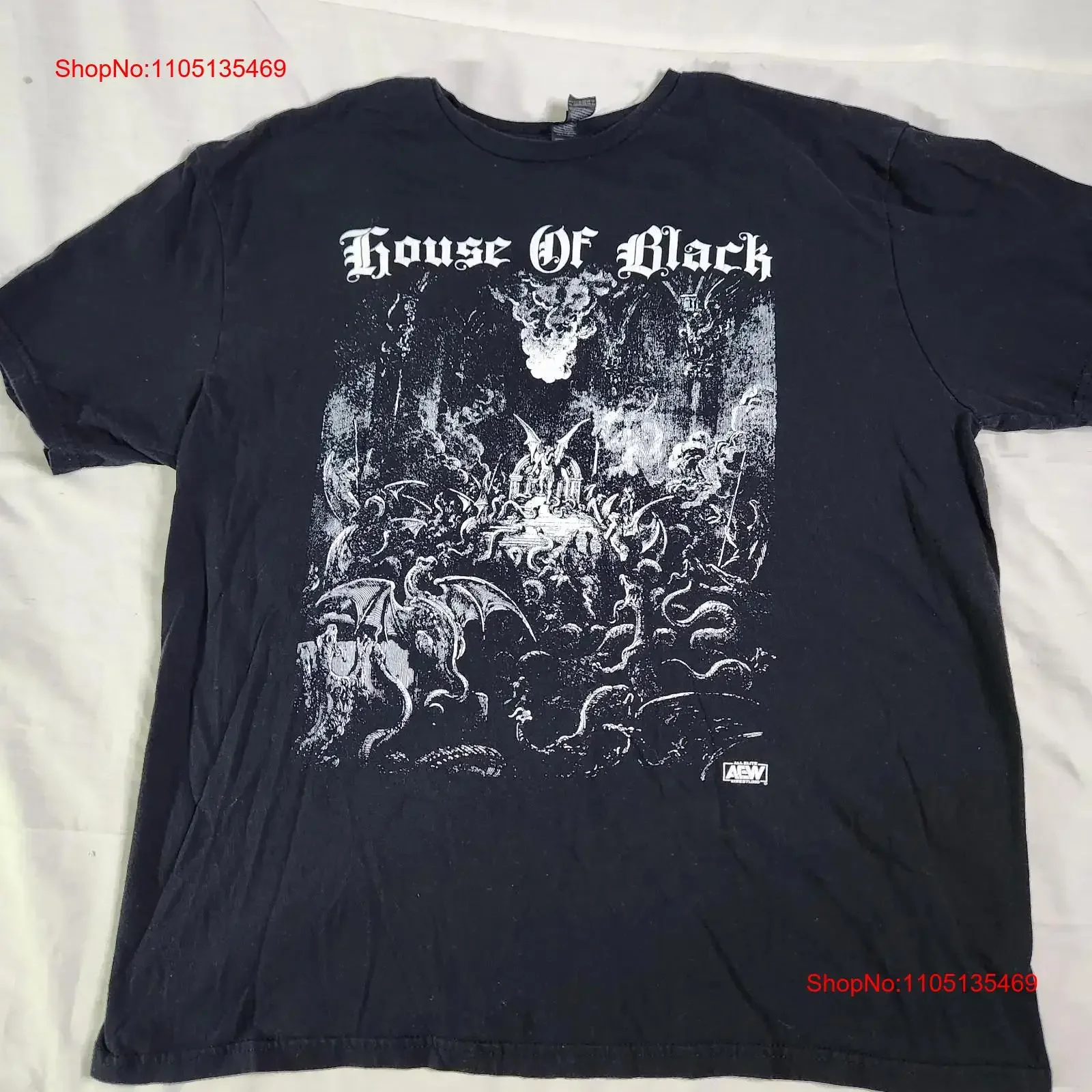 AEW Malakai Black HOUSE OF Sz SMALL T Shirt ALL ELITE WRESTLING vintage Washed Versatile Casual Soft homme Slightly graphic