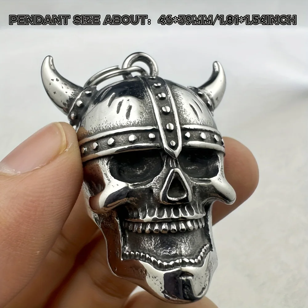 316 stainless steel silver sheep horn skull riding motorcycle bell pendant retro punk new style