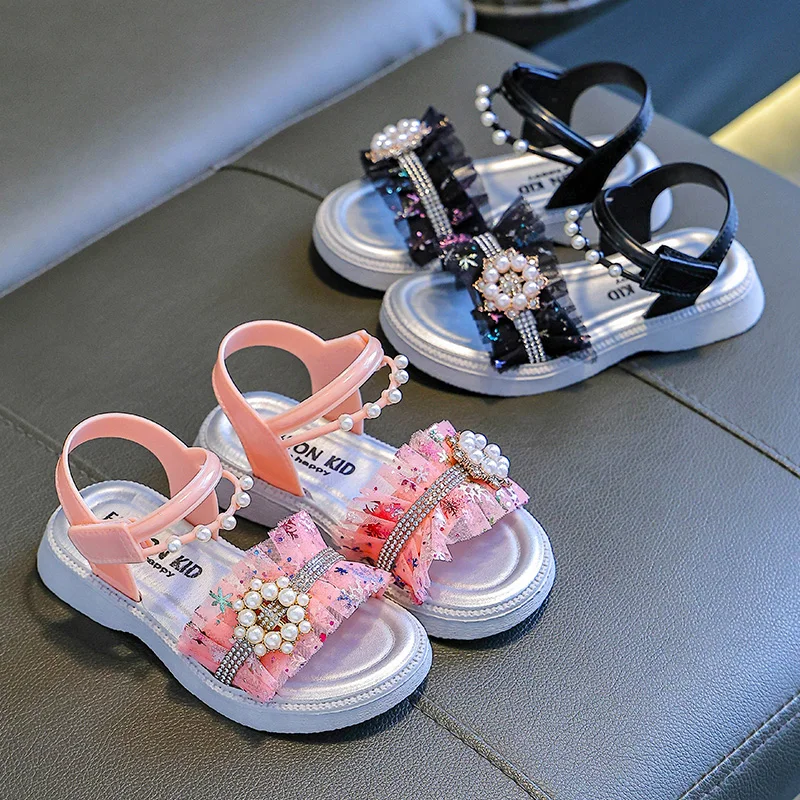 New Summer Fashion Viral Girls Sandals, Sweet Non-Slip Soft Sole Fairy Princess Shoes for Little, Medium & Big School Kids