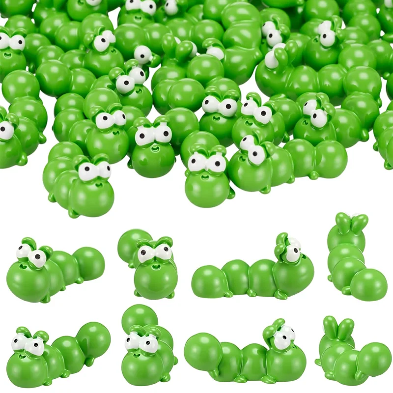 5/10pcs Mini Resin Caterpillar Figures Bulk, Miniature Resin Cartoon Animal Figurines, Home Garden Micro Landscape Ornament