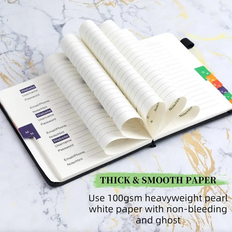 كتاب تسجيل كلمة المرور، موقع Keeper، كتاب آمن بكلمة مرور مع علامات تبويب أبجدية، دفتر ملاحظات لسجل عنوان الجيب لتفاصيل الحساب