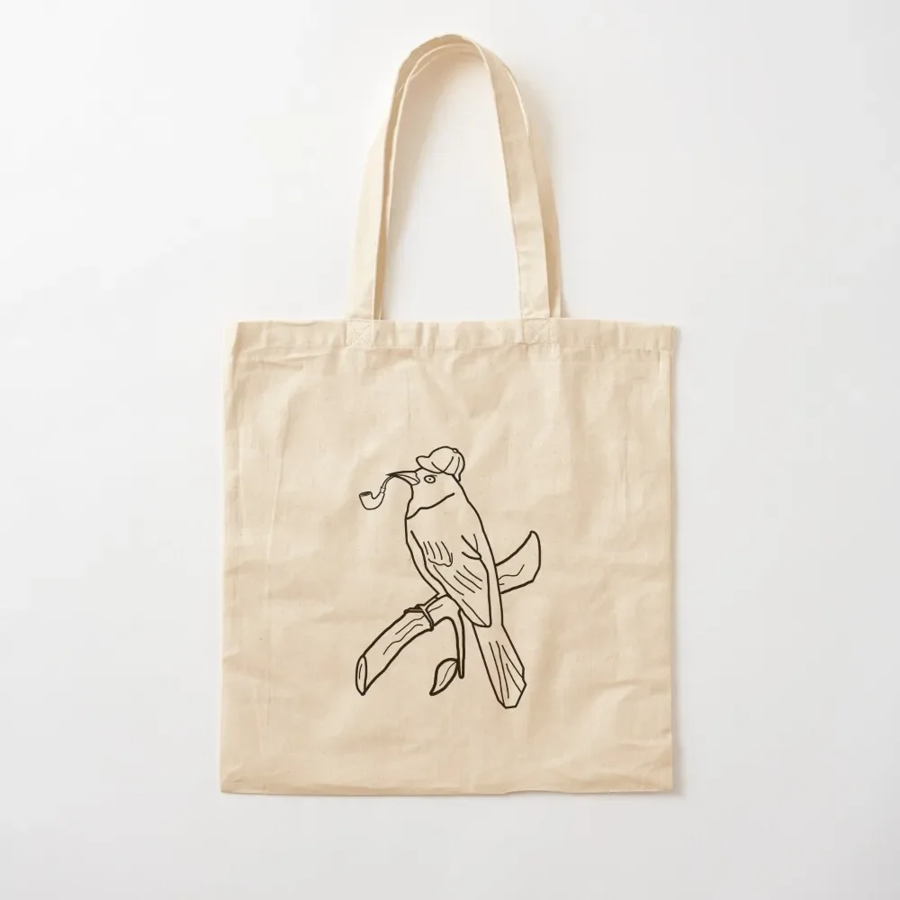 

Inspector Grackle the Nefarious Bird Detective Character- On Branch Tote Bag canvas shopping bag Handbags shopper bag women