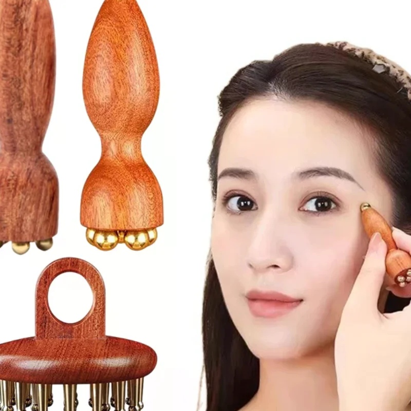 

Профессиональный стручок лотоса, красота, латунь и палисандр, инструмент Гуа Ша для лица, релаксация глаз, пятно, меридианы, ручной массаж акупунктурных точек