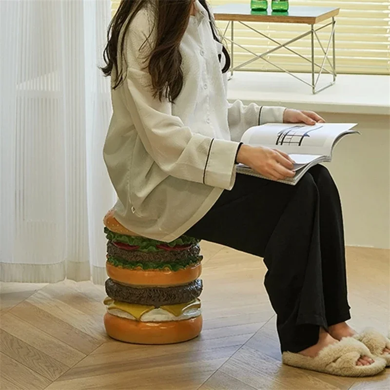 Modern Minimalist Stools Resin Burger Corn Creative Shoe Changing Ins Wind Stool Living Room Ornaments Home Furniture Decoration