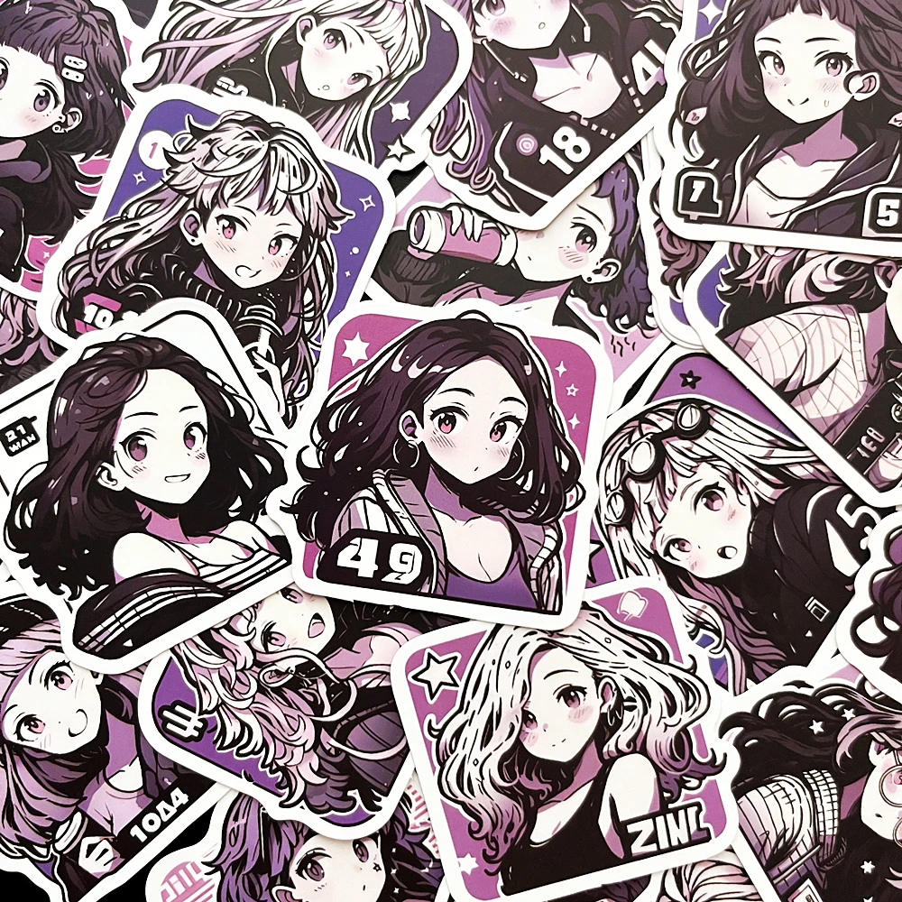 

10/58pcs Kawaii Anime Figurer Girl Avatar Sticker Vintage Decorative Decals Toy DIY Phone Laptop Luggage Skateboard Sticker
