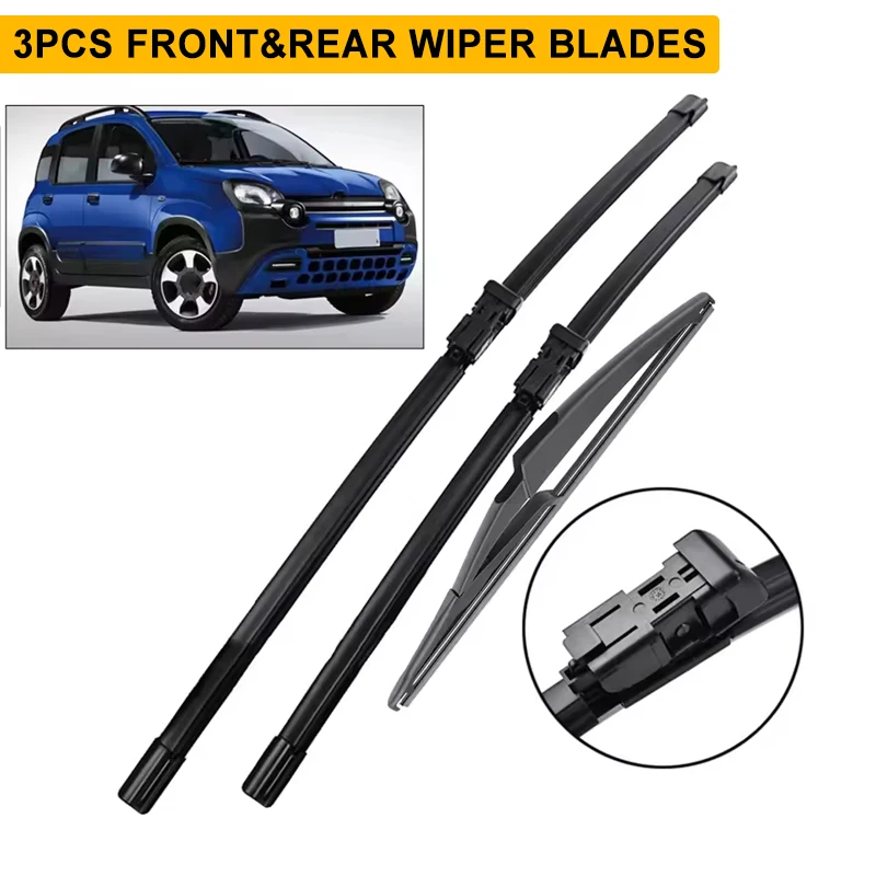 Wiper Front & Wiper Blades Set For Fiat Panda MK3 2012 - 2023 Windshield Windscreen Window Rain Brushes 24"15"12"
