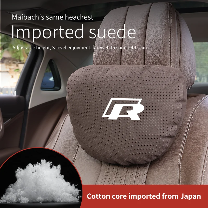 

For Volkswagen R GTI Golf 5 Magotan Arteon Tiguan Passat Scirocco Car Breathable Neck Support Headrest Seat Suede Lumbar Cushion