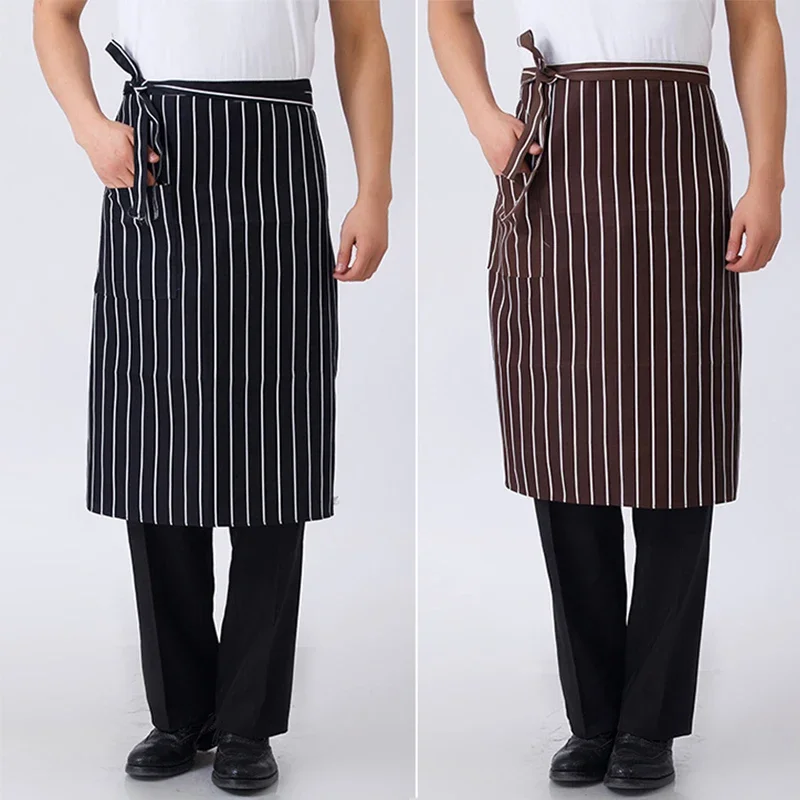 Black Men Kitchen Apron Striped Chef Cleaning Accessories Women Useful Cooking Grid Adjustable colorful apron catering