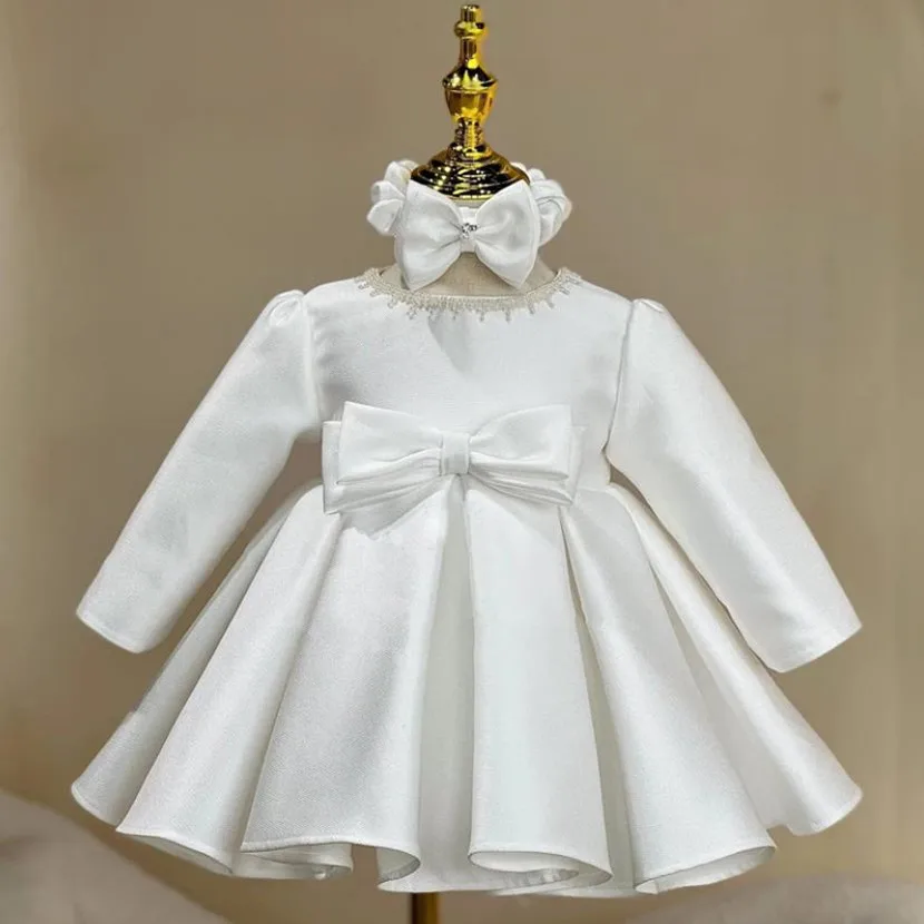 

Children's Princess Evening Gown Bowknot Bead Design Wedding Birthday Baptism Eid Party Dress Girls' Clothing A2229