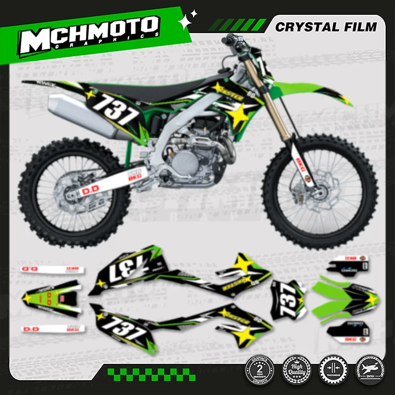 

MCHMFG Motorcycle Graphics Decals Sticker Kit For KAWASAKI KXF450 KX450 2019-2023 KXF250 KX250 2021 2022 2023 2024 001