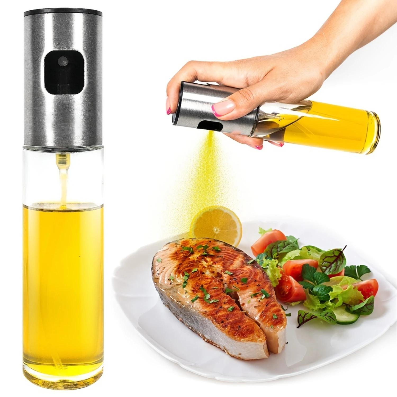 

Multicolor Easy-Press Atomizing Spray Bottle for Fine Mist, Perfect for Olive Oil Dispensing - Ideal for Kitchen and Barbecue Co