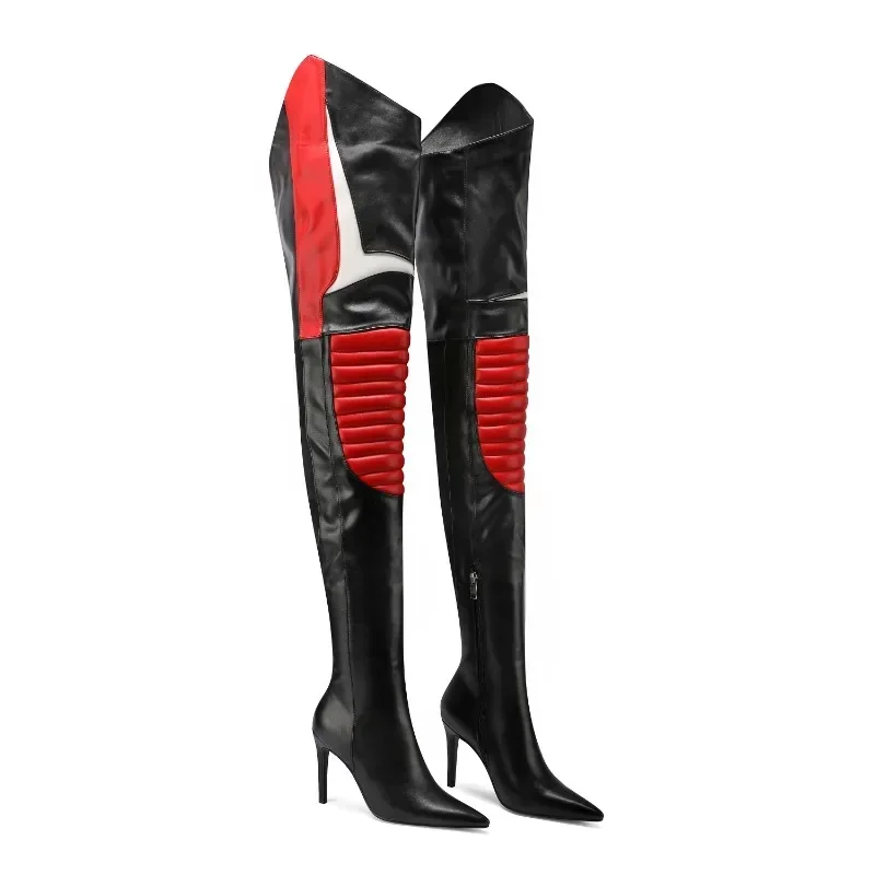 European and American Fashion Sexy Slim High Heel Side Zipper Pointed Banquet Boots 2023 Women's High-quality Knee Boots