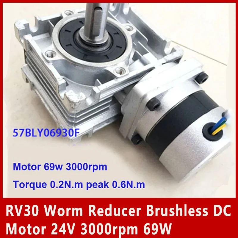 RV30 Worm Reducer Brushless DC Motor 24V 3000rpm 69W Gear Ratio 5 7.5 10 15 20 25 40 50 60 80:1