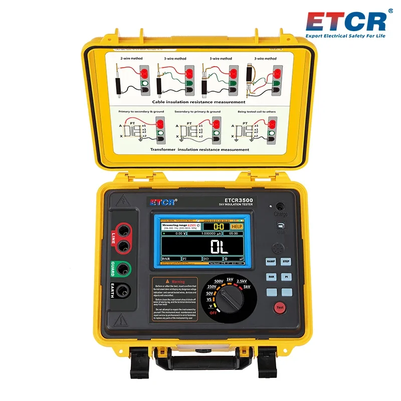 ETCR3500 ETCR3500B Insulation Resistance Measurement Accuracy 50V~10kV 5.00GΩ~10.0TΩ Insulation Resistance Tester