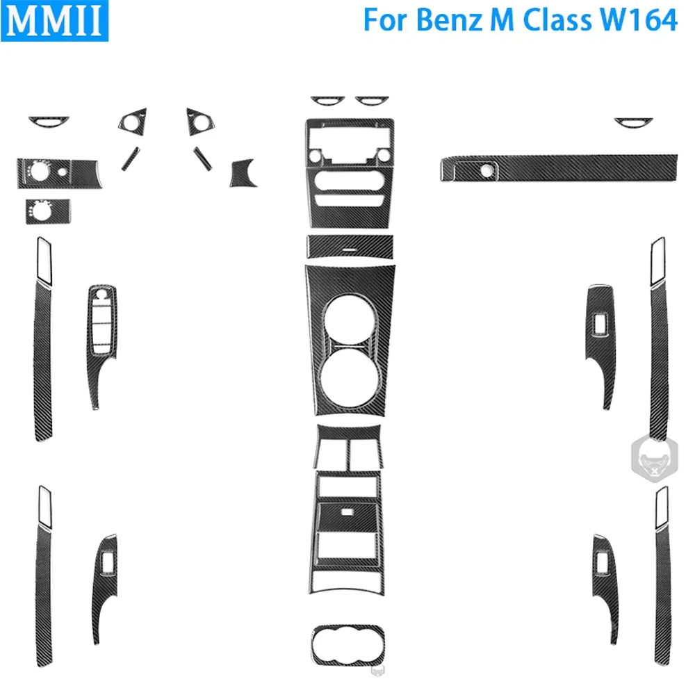 Für Mercedes-Benz W164 2005-2011 M Klasse Real Carbon Fiber Car Center Konsole Scheinwerfer Tür Panel AC CD Trim Abdeckung Aufkleber