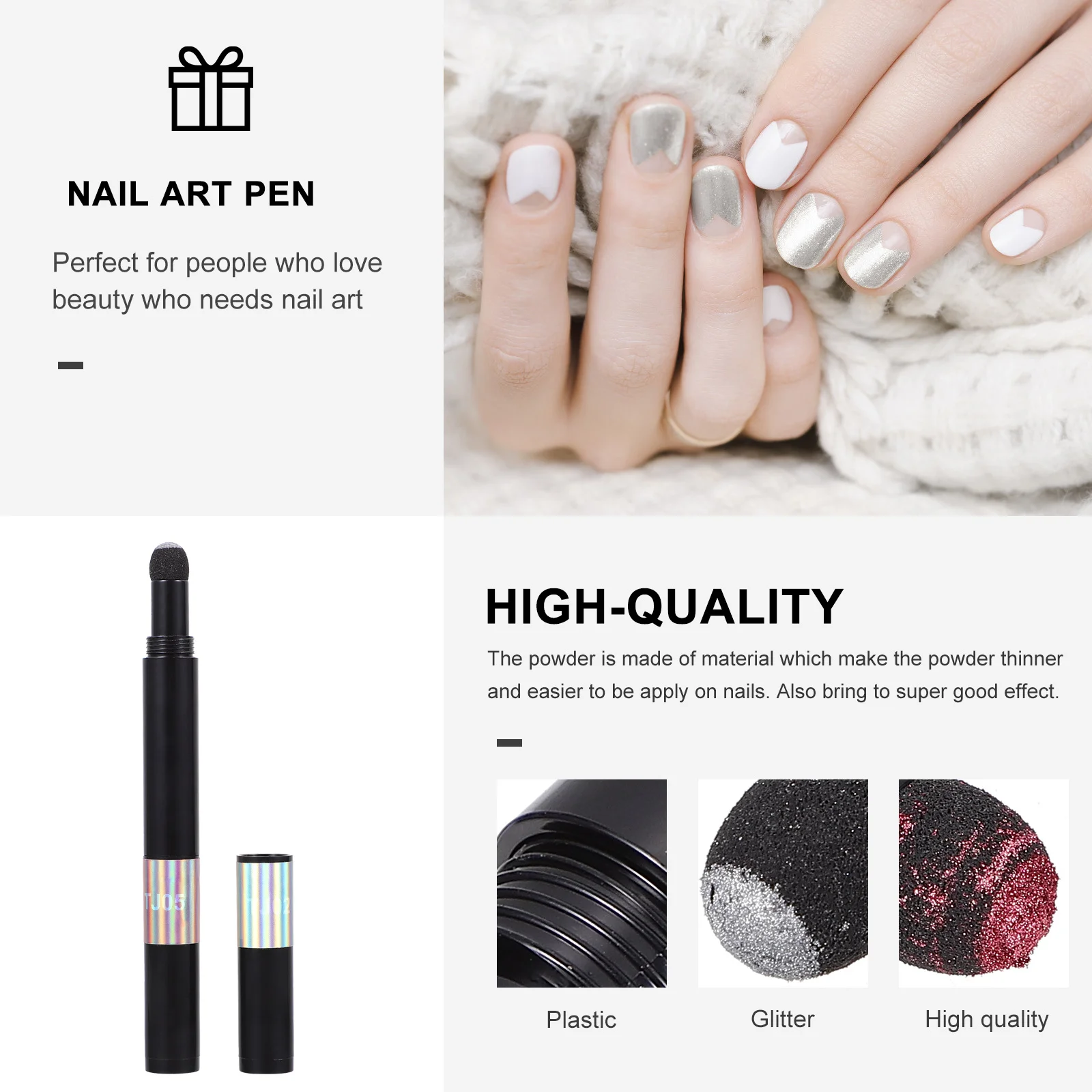 Nagelpulver Stift holographische Glitter Nail Art DIY Maniküre Stift Spiegeleffekt funkelnden Stil Maniküre Pulver