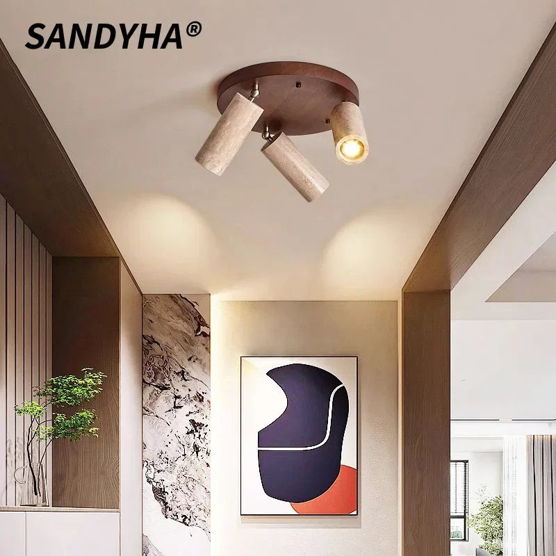 SANDYHA أنيق ياباني خشب متين ضوء السقف الأصفر كهف حجر الأضواء داخلي غرفة المعيشة تركيبة إضاءة تصميم فريد من نوعه #1