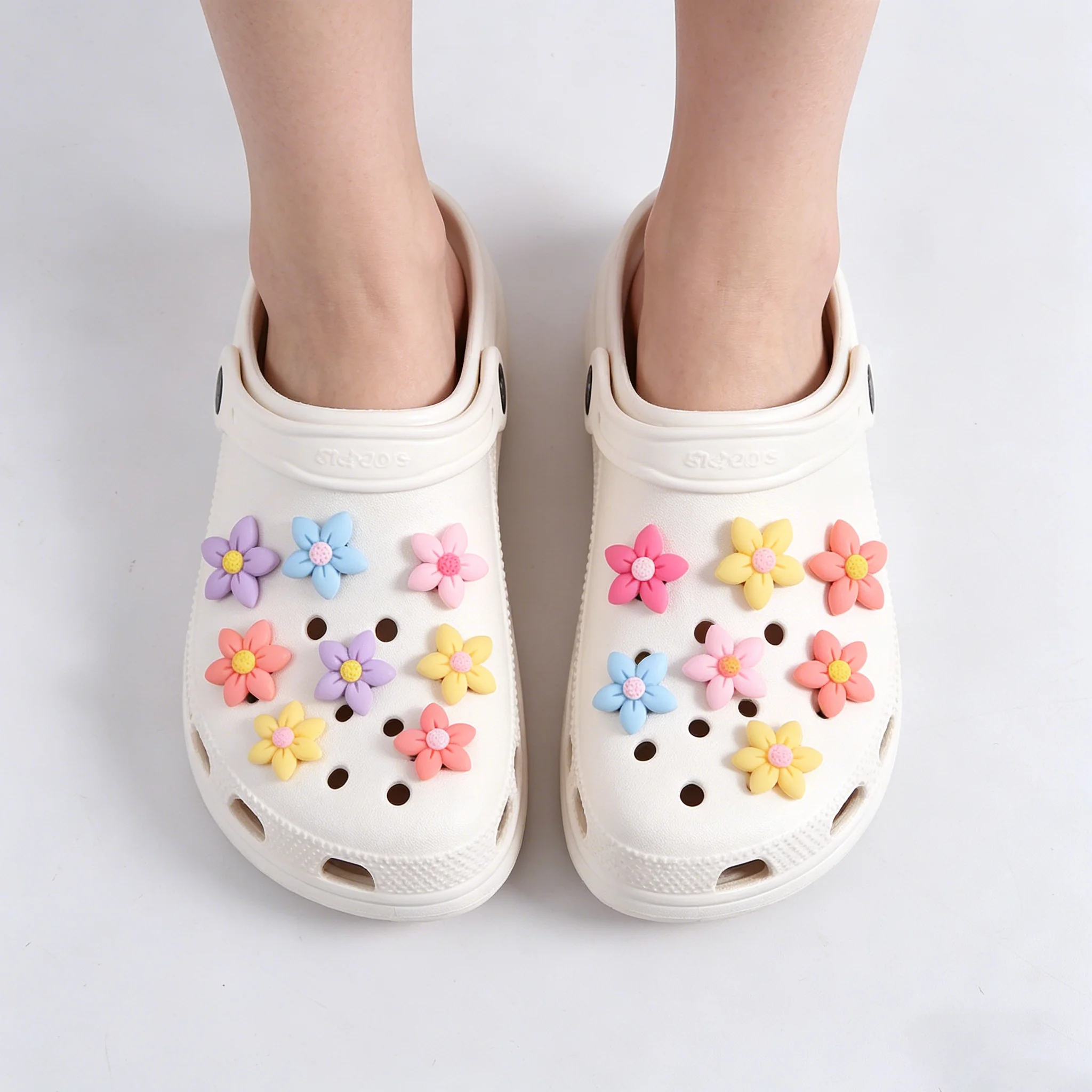 Randomly Mixed Flower Cute Style Hole Shoe Accessory DIY Shoe Flower, Women's Beach Shoe Decoration Buckle