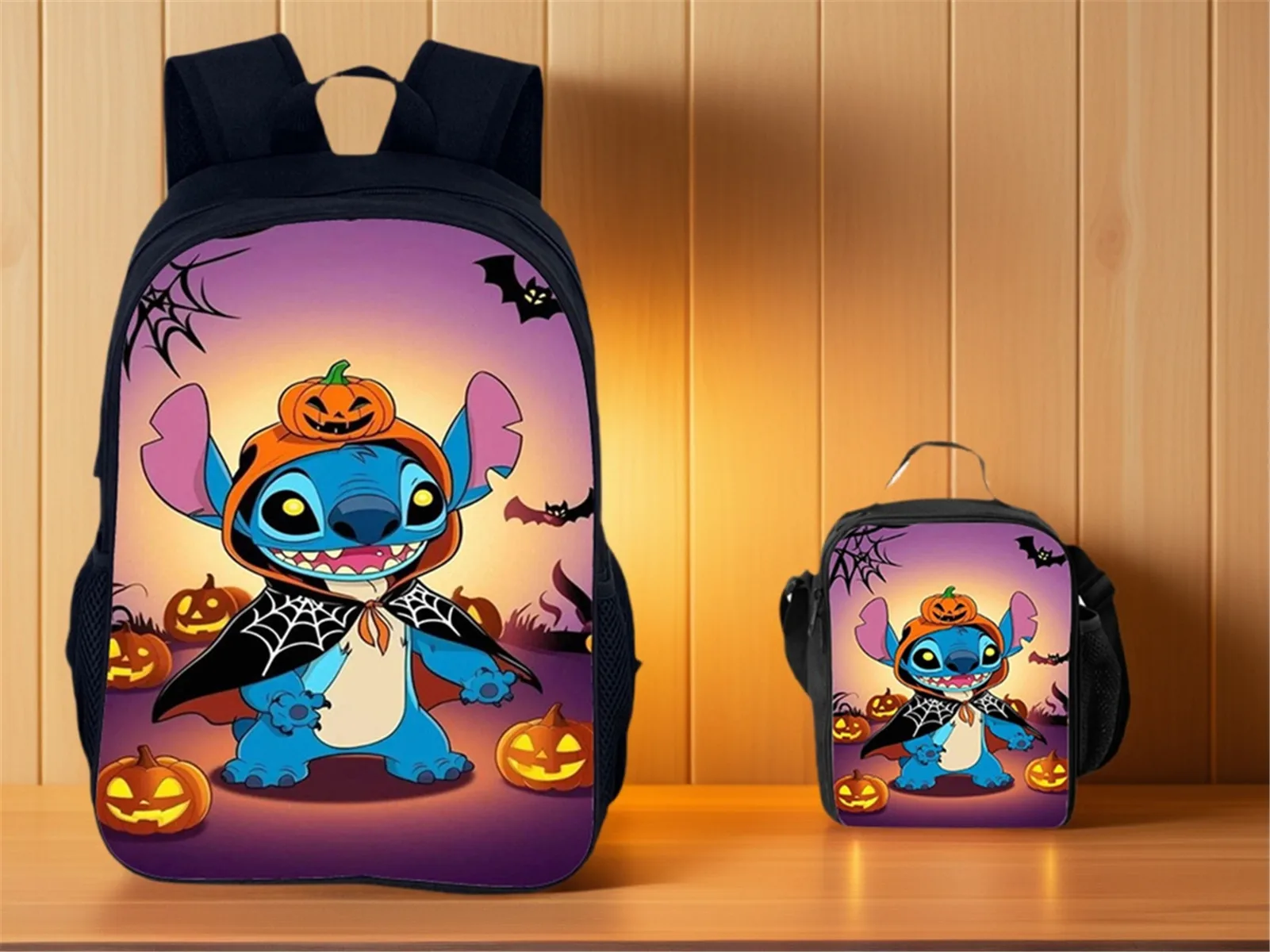 

Stitch School Bookbag Travel Durable Rucksack,Elementary Children Cute Backpack with Waterproof Lunch Bag 2Pcs Set