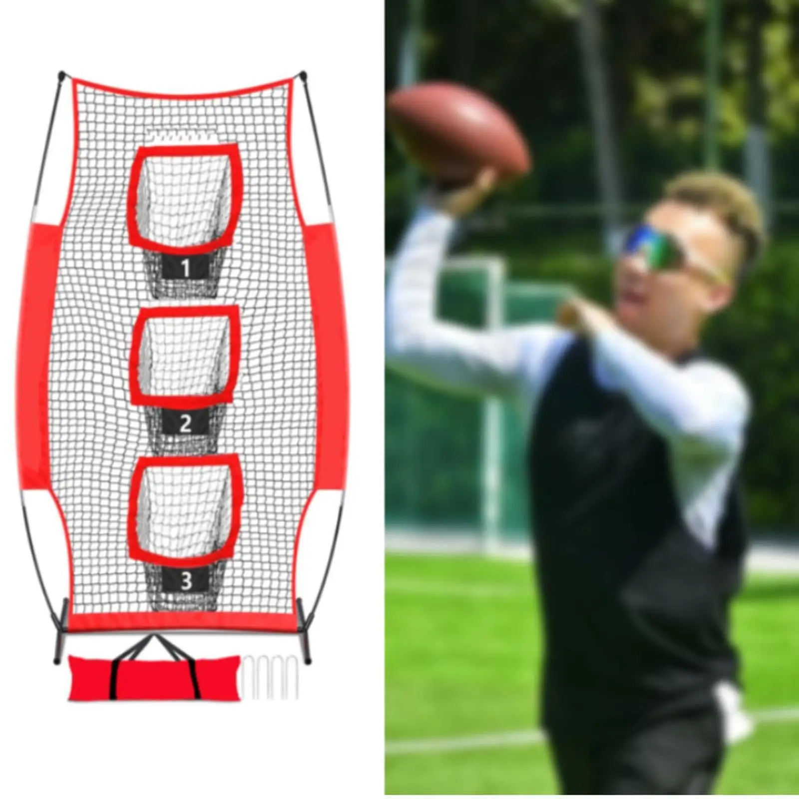 8 x 4 ft Football Throwing Net Trainer Improving Accuracy Replacement Football Net for Quarterback Yard Indoor Women Men Schools