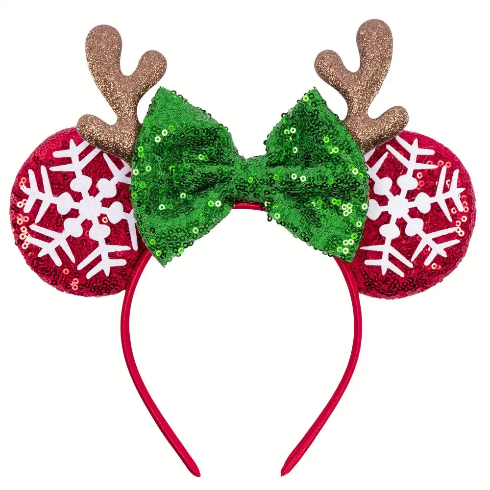 Disney Stitch Christmas Headband Festival Mickey Glitter Buckle Decorated Headband Festive Atmosphere Girls Decorated Hair Clip