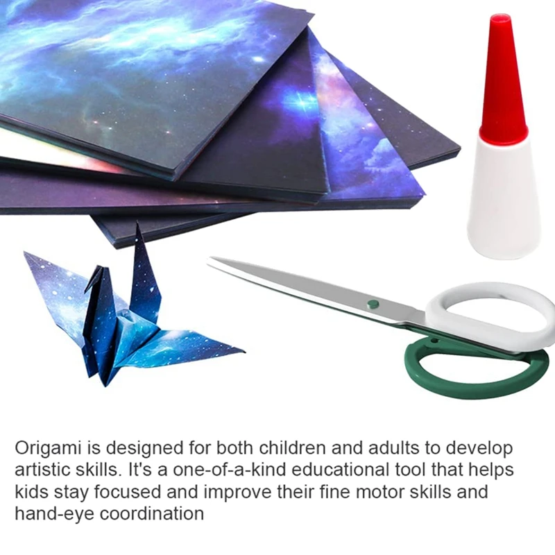 200 Sheets Galaxy Space Stars Pattern Origami Paper, Double Sided Colored Origami Paper For Arts Crafts (6X6inch)