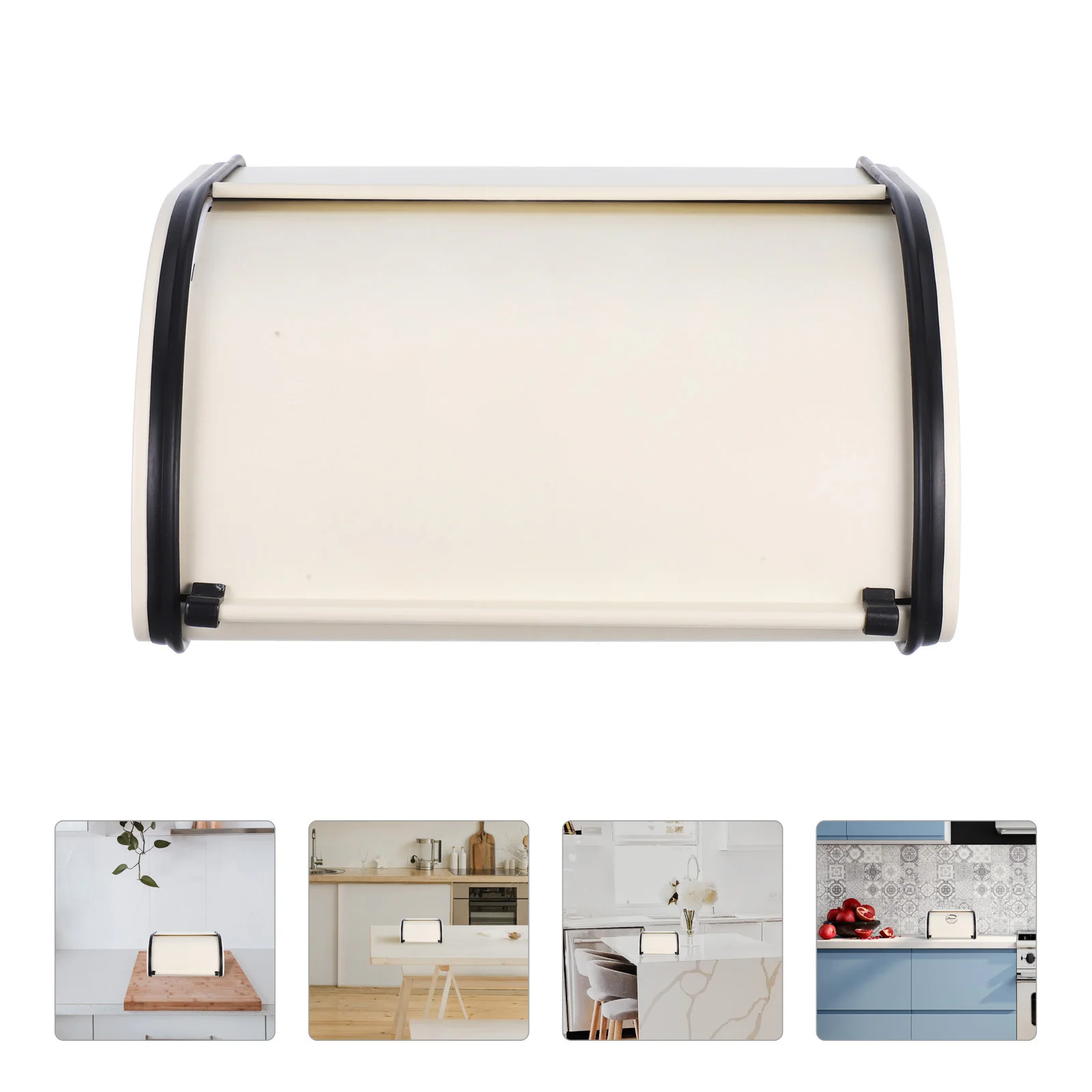 

Metal Breadbox Vintage Kitchen Countertop Small Roll Top Lid Bread Storage Container Bread Holder for Homemade Bakery