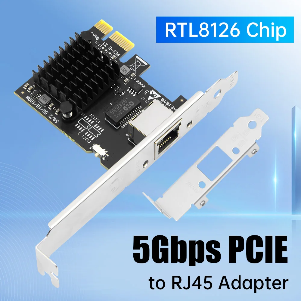 

Сетевая интерфейсная карта PCIe 5 Гбит/с, многогигабитный Ethernet-адаптер 2,5G/5G, карта PCI Express x1 с портом RJ45 для настольного ПК