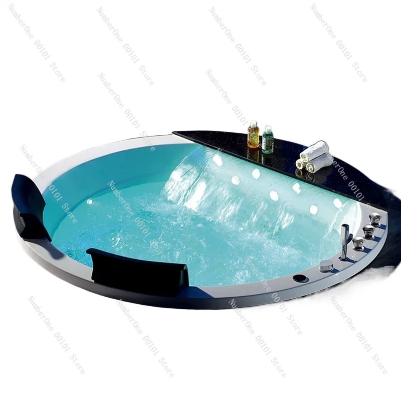 Built-in Circular Double Bathtub for Home Use,Smart Constant-temperature Waterfall Massage Tub for Couples,Compact Size
