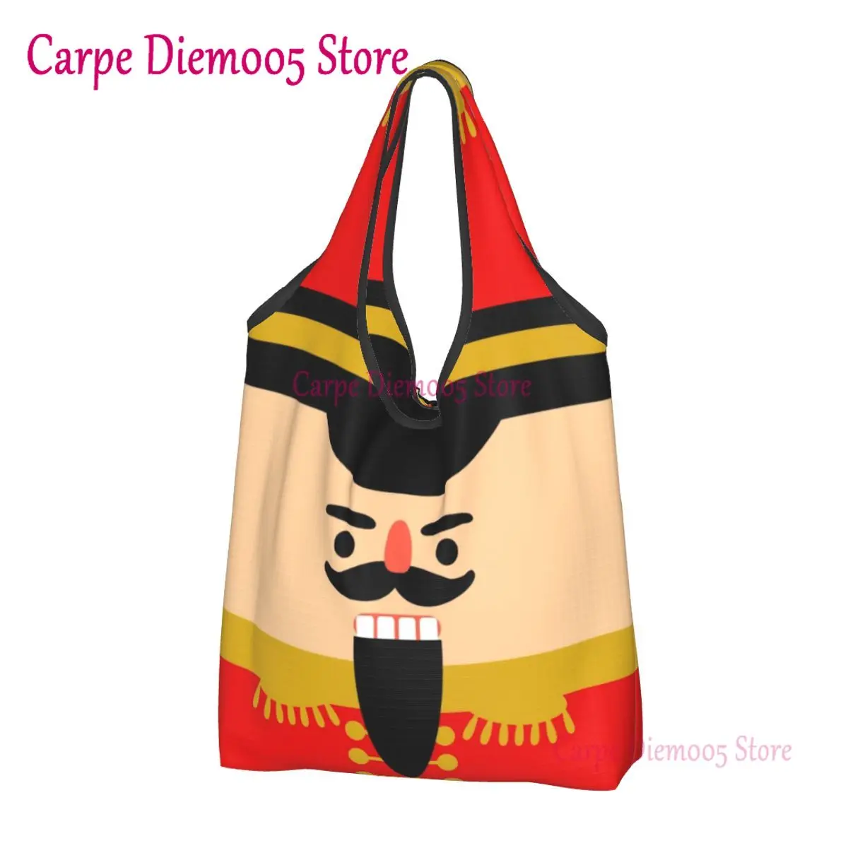 

Custom Cute Christmas Nutcracker Shopping Bags Women Portable Big Capacity Grocery Xmas Holiday Tote Shopper Bags