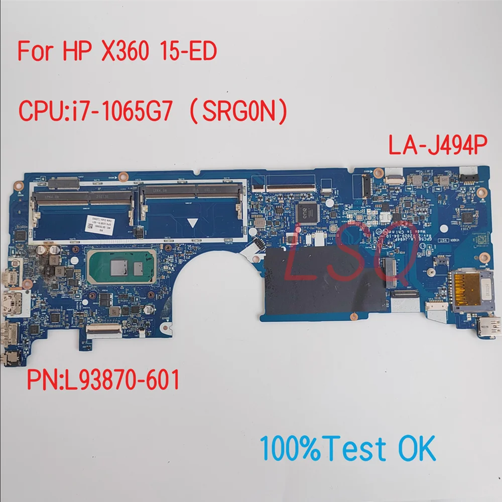 LA-J494P For HP ProBook X360 15-ED Laptop Motherboard With CPU i5 i7 PN:L93868-601 L93870-601 100% Test OK