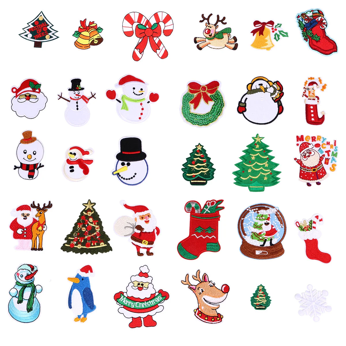 26 Pcs Patches for Clothes Decorations Christmas Iron Decorate Blouses Polyester Non-woven Fabric Merry Child