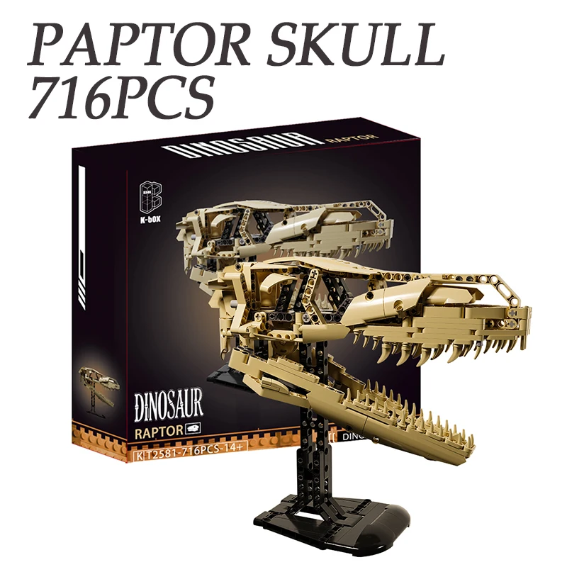 716PCS Raptor Building Blocks Skeleton Toys Sets DIY Assembly Dinosaur Skull Bones Bricks Model Display Ornaments Creative Gifts
